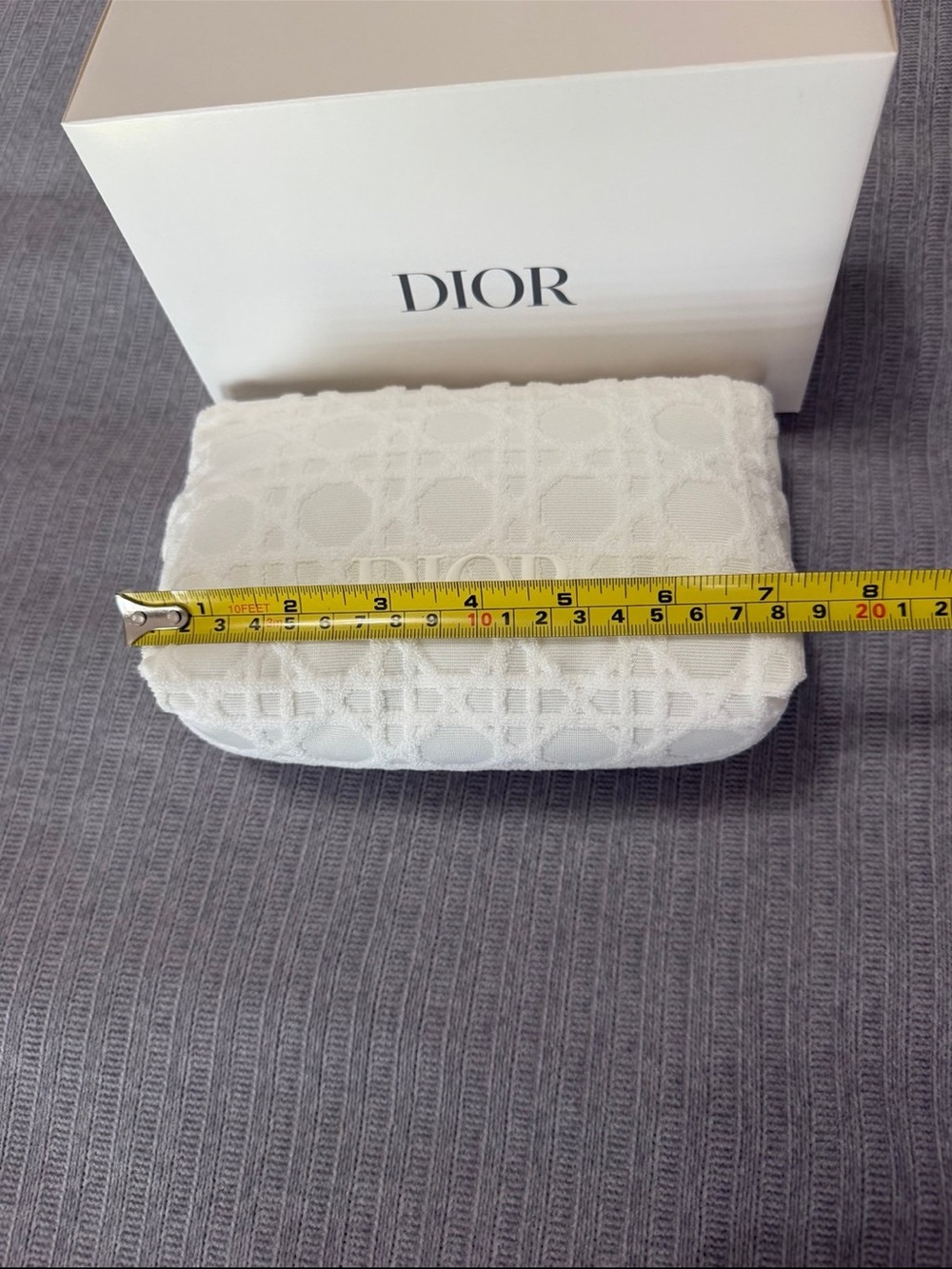 Dior White Textured Cosmetic Bag NWT - Picture 4 of 8